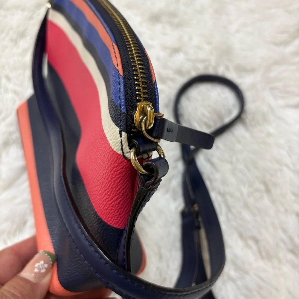 Kate Spade Navy and Pink Striped Crossbody Bag